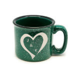 15 oz. Green Campfire Speckled Stoneware Mug<br><div class="desc">High quality rugged style dark green campfire mug. This is a beautiful customized mug appropriate for any occasion. Choose several Icon Images and your own custom first initials.</div>