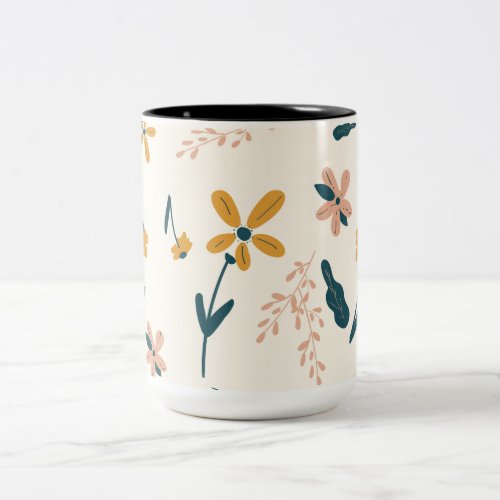  15 oz Two Tone Floral Mug