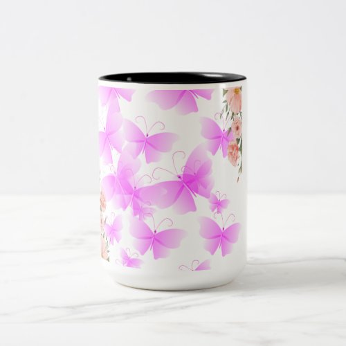 15 oz Two Tone Floral Mug