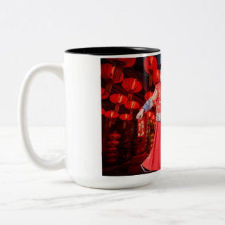 15 oz two tone mug. Happy Chinese New Year/ pand Two-Tone Coffee Mug