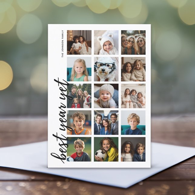 15 Photo Best Year Yet HYN Minimal Holiday Card (Whimsical Christmas Card with 15 Photo Collage - Print and Download Options Available)