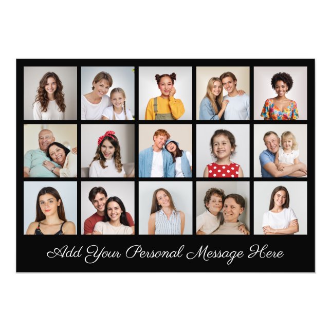 15 Photo Collage Add A Greeting Photo Enlargement (Front)