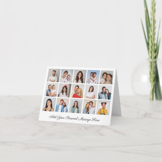 15 Photo Collage Add Your Own Greeting Note Card (Front)