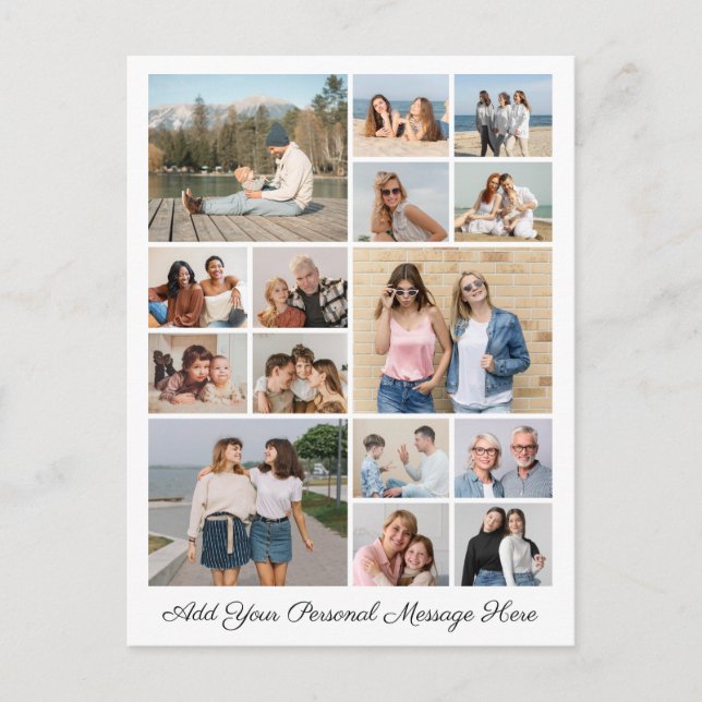 15 Photo Collage Add Your Own Greeting Postcard (Front)