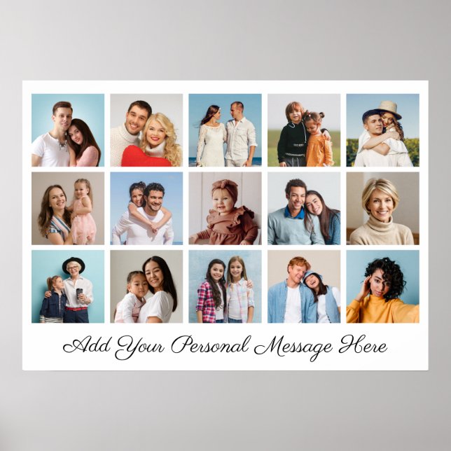 15 Photo Collage Add Your Own Greeting Poster (Front)