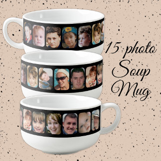 15 photo collage black soup mug