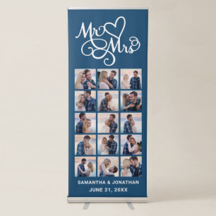 15 Photo Collage Blue Welcome To Our Wedding Retractable Banner