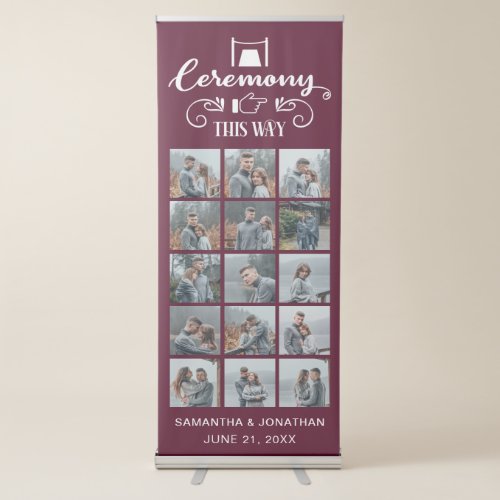 15 Photo Collage Burgundy Ceremony This Way Retractable Banner