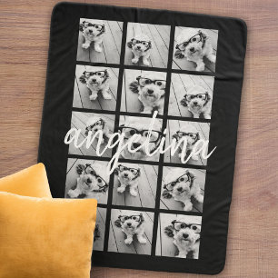 15 Photo Collage - CAN EDIT background color Sherpa Blanket