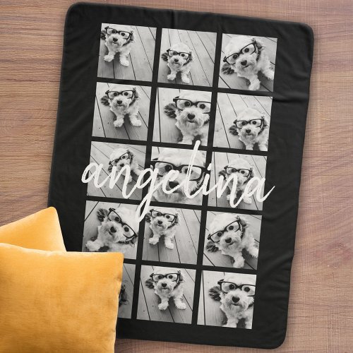 15 Photo Collage _ CAN EDIT background color Sherpa Blanket