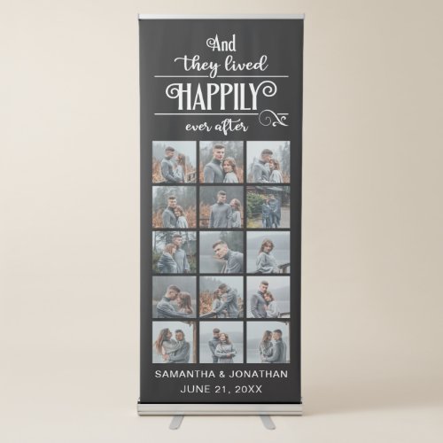 15 Photo Collage Couple Wedding Reception Retractable Banner