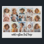 15 Photo Collage Grid - Script Text - black white Faux Canvas Print<br><div class="desc">Use 15 photos to create a personal photo collage wall art. This modern, clean layout includes a script text block to add a family name or other information. The background color and fonts can be changed in the customize area. ***For best results for this multi photo layout - crop your...</div>