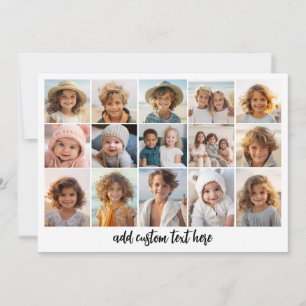 15 Photo Collage Grid - Script Text - black white Holiday Card