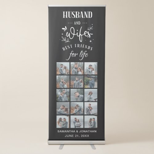 15 Photo Collage Husband  Wife Wedding Reception  Retractable Banner
