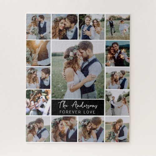 15 Photo Collage Monogram Name Jigsaw Puzzle