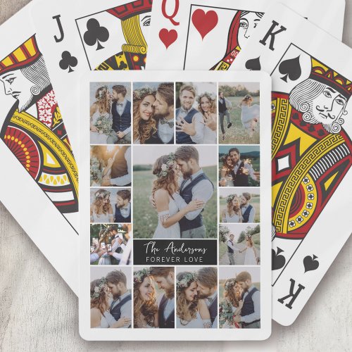 15 Photo Collage Monogram Name Poker Cards