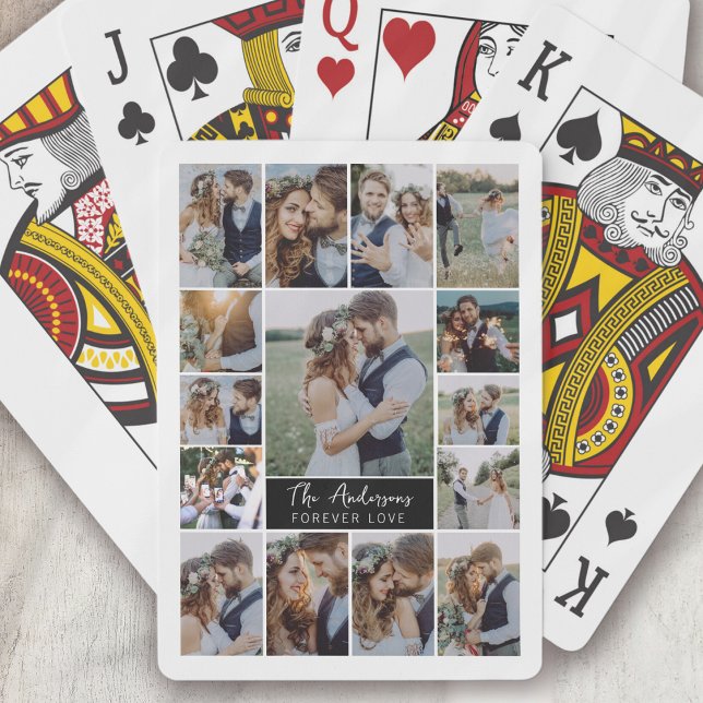 15 Photo Collage Monogram Name Poker Cards (Creator Uploaded)