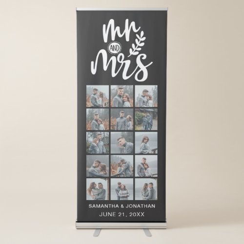 15 Photo Collage Mr  Mrs Floral Wedding  Retractable Banner
