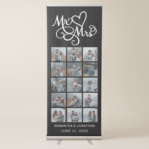 15 Photo Collage Mr  Mrs Wedding Reception  Retractable Banner