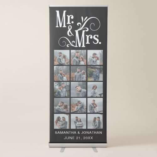 15 Photo Collage Mr  Mrs Wedding Reception   Retractable Banner