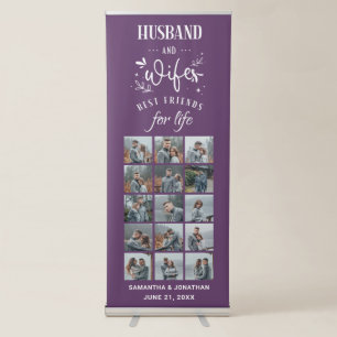 15 Photo Collage Purple Welcome To Our Wedding Retractable Banner