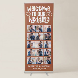 15 Photo Collage Terracotta Welcome To Wedding Retractable Banner