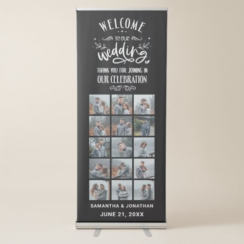 15 Photo Collage Welcome To Our Wedding Ceremony Retractable Banner