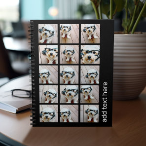 15 Photo Collage with san serif text - black white Notebook