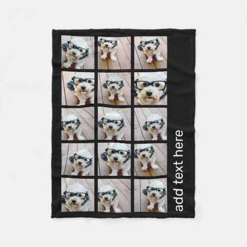 15 Photo Collage with simple text _ black white Fleece Blanket