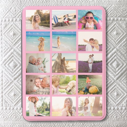 15 Photo Vertical Grid Photo Collage Pink Kindle Cover