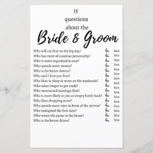 15 Questions About the Bride & Groom Wedding Game