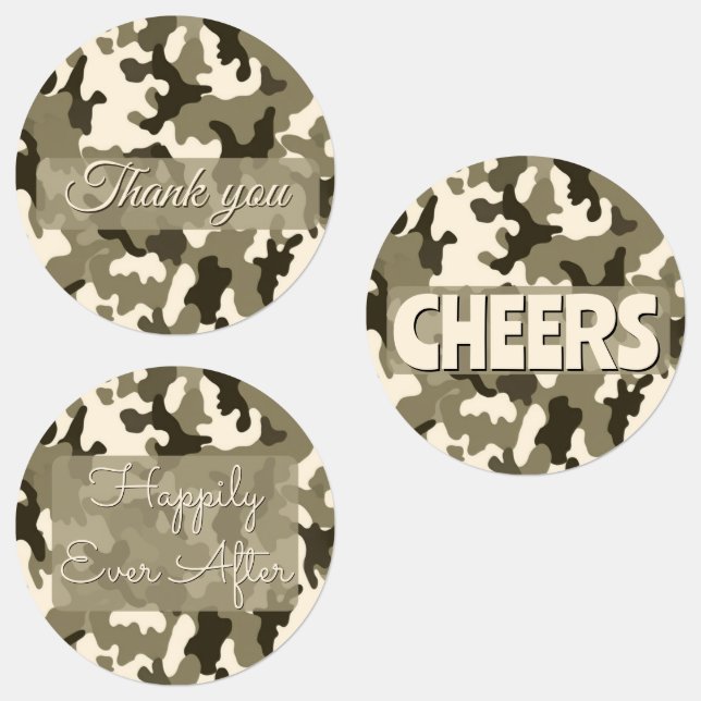 15-set Camouflage Earthy Shades of Brown & Tan Labels (Group)