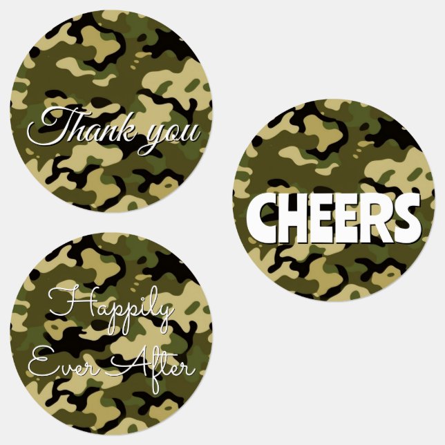 15-set Camouflage Green, Brown, Tan & Black Labels (Group)