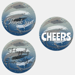 15-set Monochrome Black, White & Gray Brushstrokes Labels