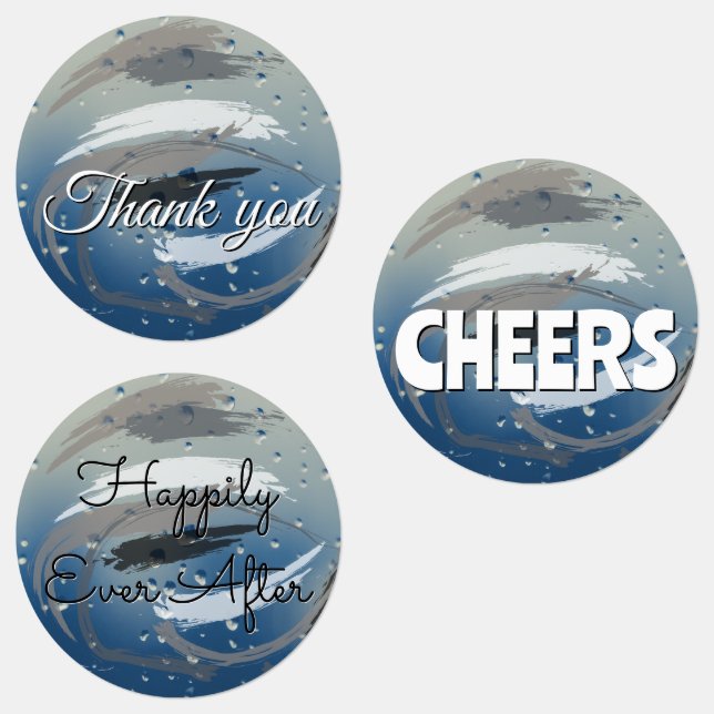 15-set Monochrome Black, White & Gray Brushstrokes Labels (Group)