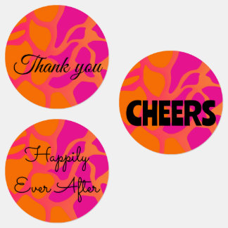 15-set Orange and Hot Pink Gradient Assorted Labels