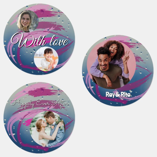 15-set Photo Fuchsia & Soft Pink Brushstrokes Labels (Group)