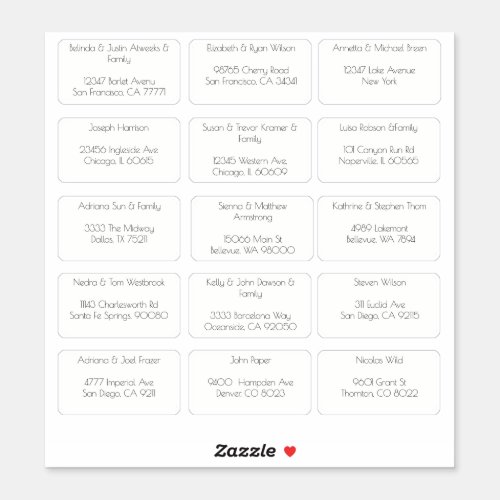 15 Simple Individual Guest Name Address Sticker