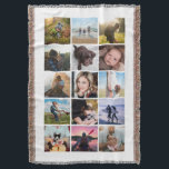 15 Square Photo Collage Keepsake White Throw Blanket<br><div class="desc">15 square photo layout photo collage throw blanket perfect for your instagram photos, with custom color frames. Makes a lovely christmas gift or keepsake for a college bound child! More colors available in my store. ----------------------------template photos by---------------------------- https://unsplash.com/@thepootphotographer https://unsplash.com/@goodmood77 https://unsplash.com/@jenn_azraimages https://www.pexels.com/u/josh-willink-11499/ https://unsplash.com/@jairoalzate https://unsplash.com/@mindyop https://unsplash.com/@gcalebjones https://unsplash.com/@jimmymystic juan galafa unsplash (removed) https://pixabay.com/no/users/3194556-3194556/...</div>