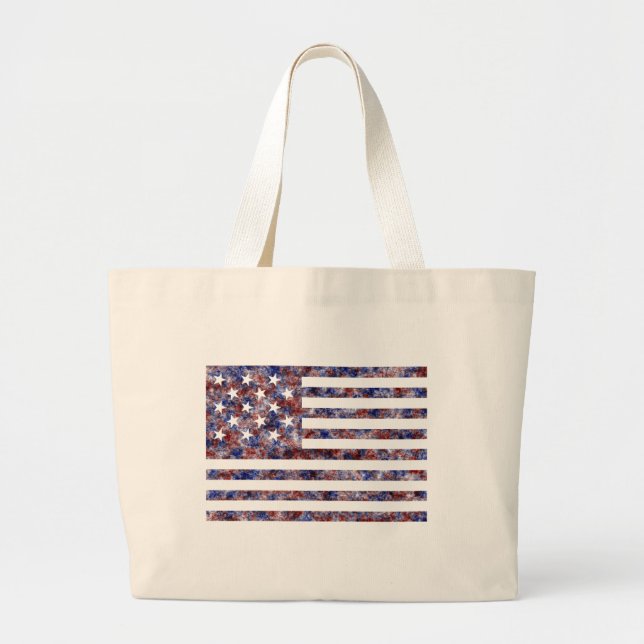 15 Star Us Flag Large Tote Bag (Front)