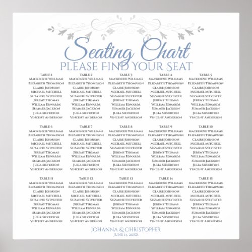 15 Table Blue  Gray Wedding Seating Chart
