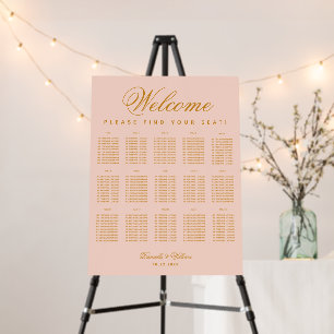15 Table Blush Pink Elegant Script Seating Chart Foam Board