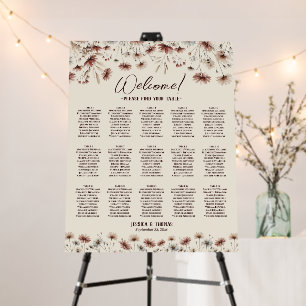 15 Table Boho Chic Wildflowers Seating Chart Foam Board