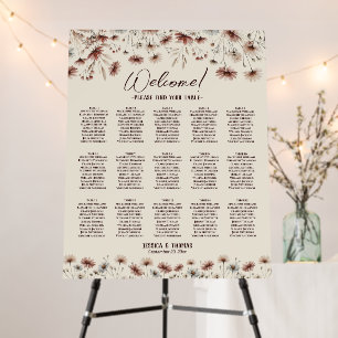 15 Table Boho Chic Wildflowers Seating Chart Foam Board