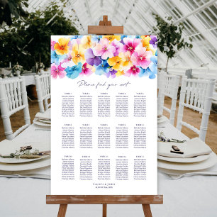 15 Table Colorful Floral Wedding Seating Chart
