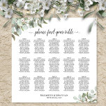 15 Table Eucalyptus Leaves Wedding Seating Chart at Zazzle