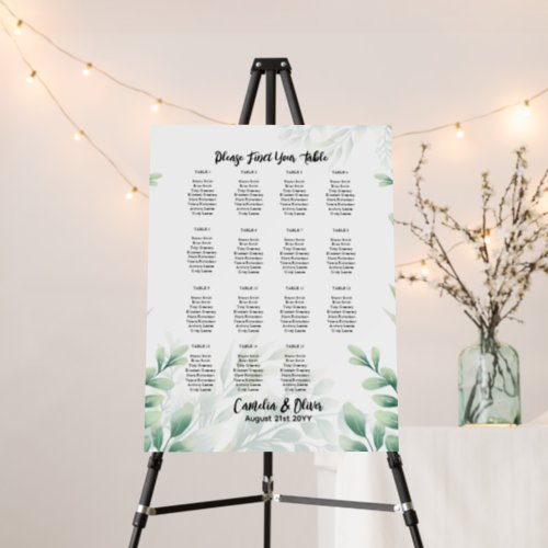 15 Table Greenery Eucalyptus Rustic SEATING CHART  Foam Board