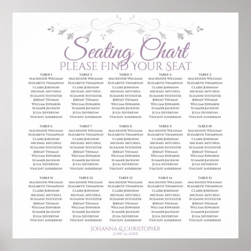 15 Table Lavender on White Wedding Seating Chart