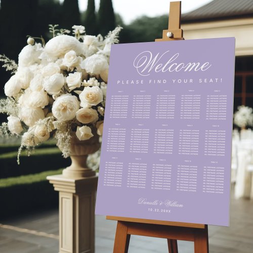 15 Table Lavender Purple Wedding Seating Chart Foam Board