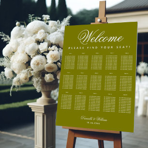 15 Table Olive Green Wedding Seating Chart  Foam Board